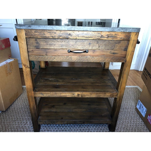 Crate Barrel Bluestone Reclaimed Wood Small Kitchen Island
