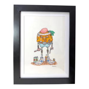 1990s Original Adam Ballinger Cartoon Caricature Orange Gangster Illustration Painting
