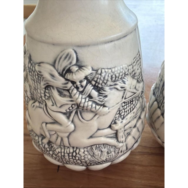 Gothic Vintage German-Style Salt Pepper Shakers Witch Rider Folklore EB Marked - a Pair For Sale - Image 3 of 9