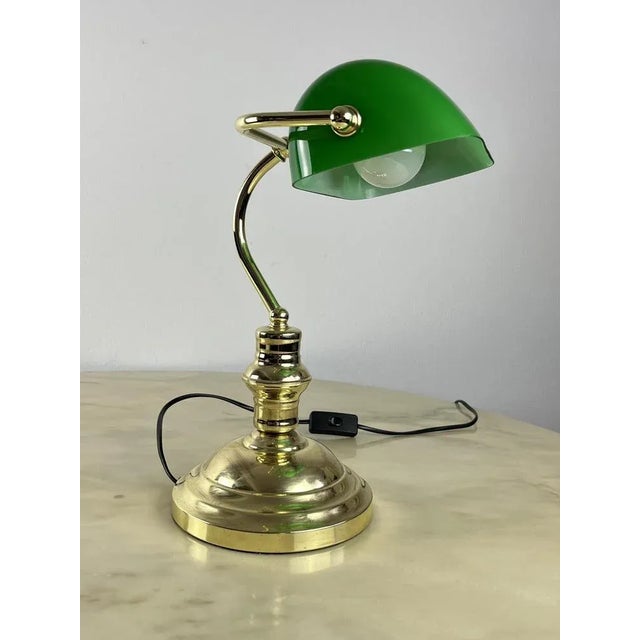 1980s Ministerial Lamp in Golden Metal and Colored Glass, Italy, 1980s For Sale - Image 5 of 10