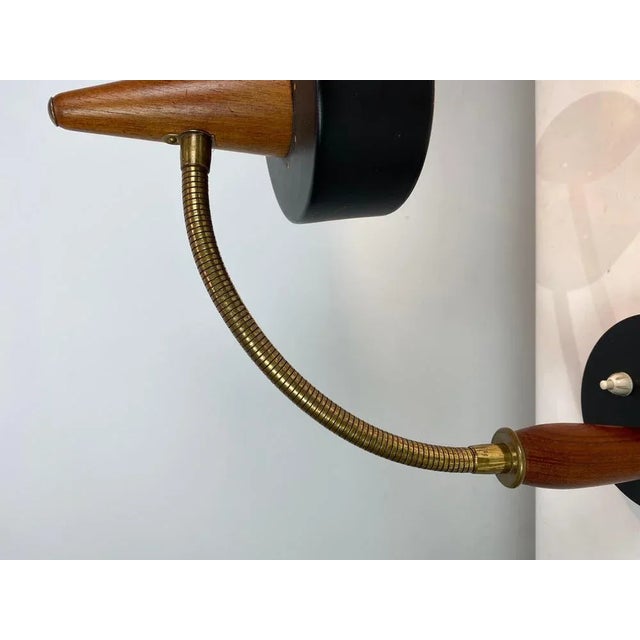 Table Lamp in Black Metal and Teak, Denmark, 1960s For Sale - Image 3 of 8