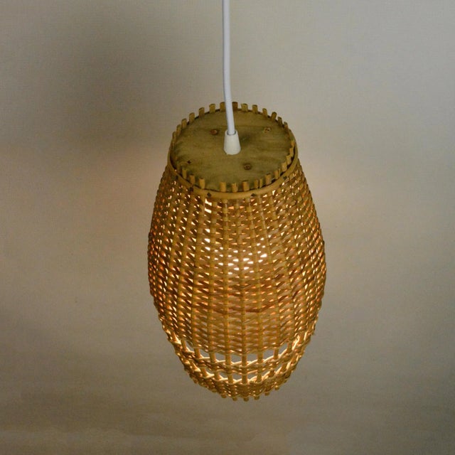 Ceiling Lamp With a Wicker Shade, Denmark, 1960s For Sale - Image 9 of 11