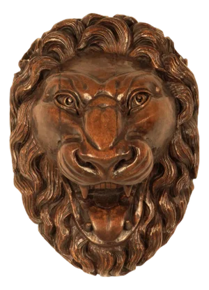 Carved Lion Wall Mask, 1820, Pine