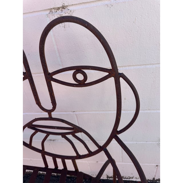 Brown 1980s John Risley Style Inspired Man and Woman Pop Art Iron Bench For Sale - Image 8 of 18