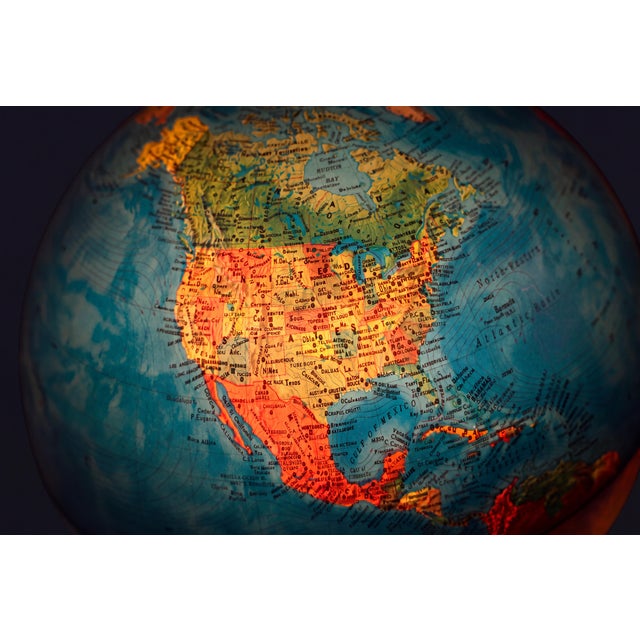 Rand McNally & Co. Vintage Italian Rand McNally Illuminated 12" Globe - Lights Up For Sale - Image 4 of 7