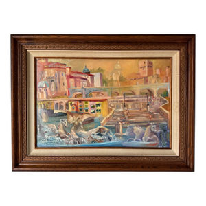 1980’s Vintage Parisian Landscape Oil Painting, Signed