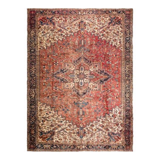 TWO-TONED PALACE Size Vintage Northwest Tribal Heriz Sun-Kissed with Reds Rug 12 x 17.7 For Sale