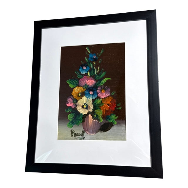 Vintage Floral Still Life Painting Framed For Sale