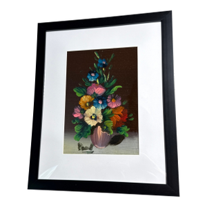 Vintage Floral Still Life Painting Framed