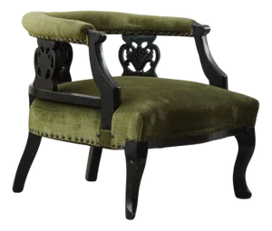 English Victorian Chair in Velvet & Wood, Late 19th Century