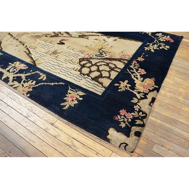 1920s Ivory Antique Traditional Landscape Chinese Baotou Hallway Runner Wool Rug For Sale In New York - Image 6 of 7