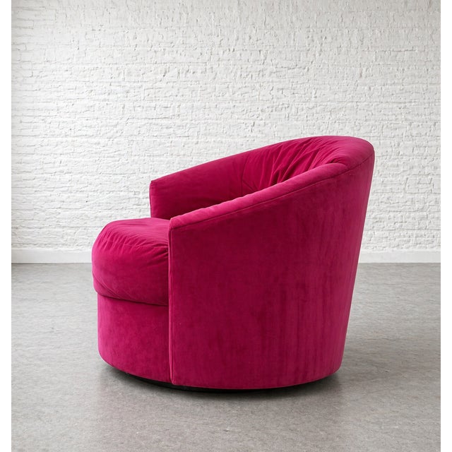 Mid-Century Modern Postmodern Pink Swivel Lounge Chair / Armchair in the Style of Vladimir Kagan, C. 1980's For Sale - Image 3 of 9