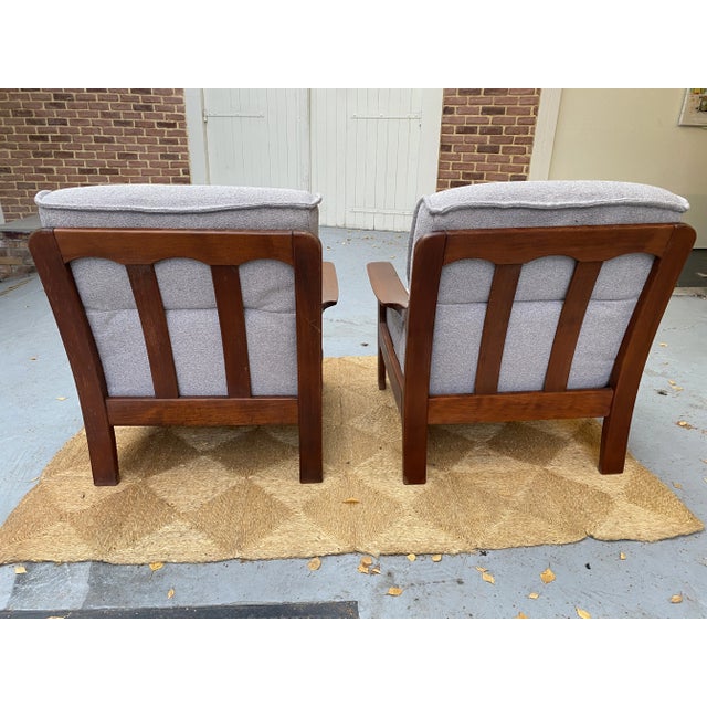 Pair of Scandinavian armchairs from the 60s entirely rewoven with gray upholstery Seat height 42 depth 54