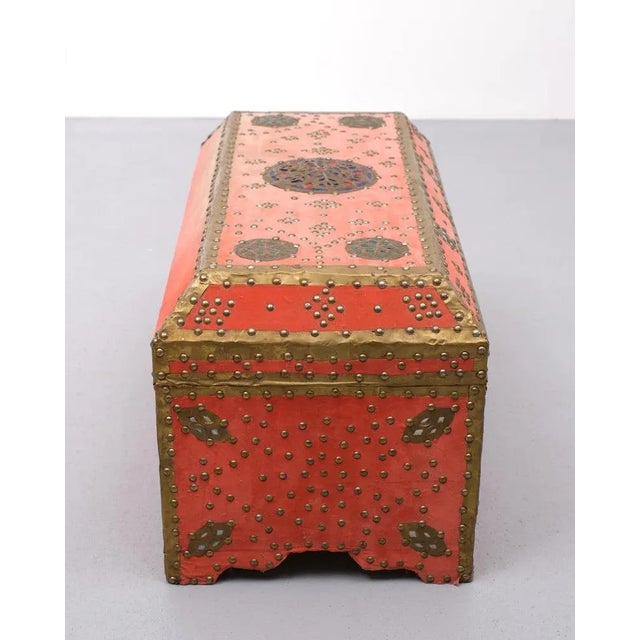 Unique and great looking chest, for your blankets or anything else. Covert with a pink velvet fabric. And decorated with...