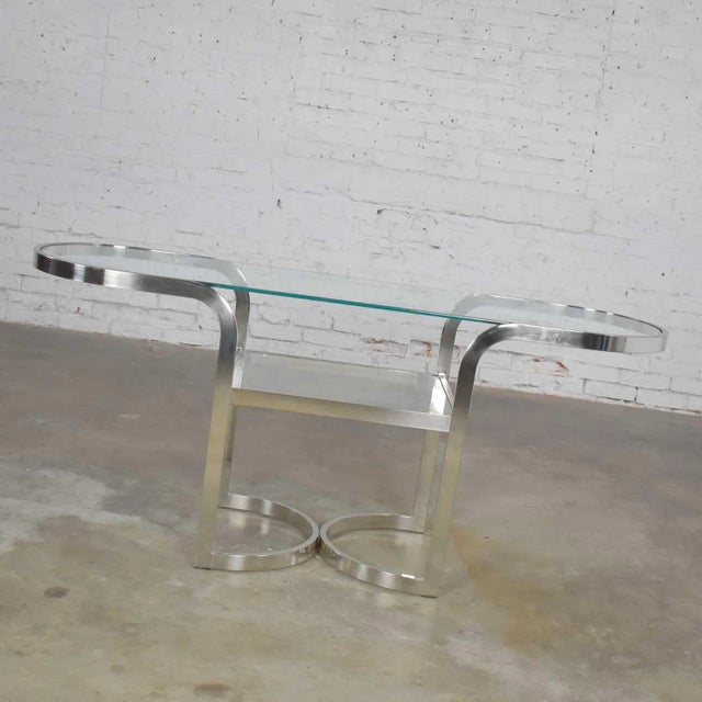 Mid-Century Modern Mid-Century Modern to Modern Polished Chrome Oval Sofa or Console Table For Sale - Image 3 of 12
