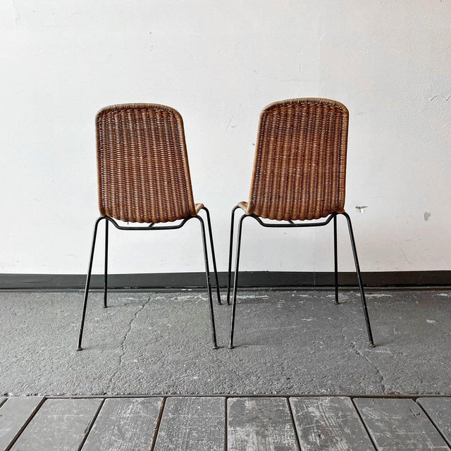 Wood Vintage Metal and Wicker Chair For Sale - Image 7 of 18