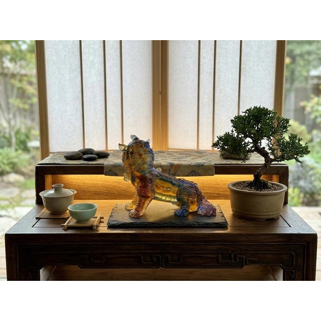 1980s Mixed Color Crystal Glass Mythical Pixiu Fengshui Art Figure For Sale - Image 5 of 10