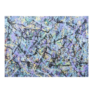 Abstract Expressionist Blue, Purple & Black Painting Style of Jackson Pollock