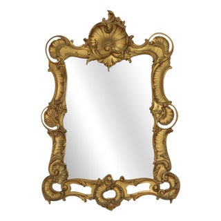 Italian Rococo Style Gilt Crested Mirror, 1960s For Sale