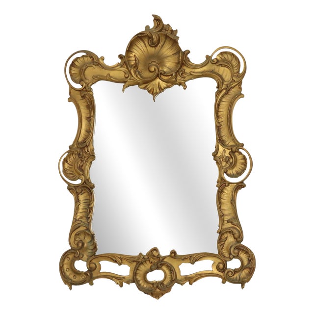 Italian Rococo Style Gilt Crested Mirror, 1960s For Sale