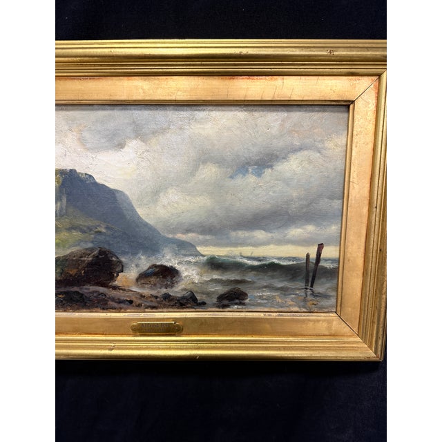 Late 19th Century Alfred S. Rix (American, 1867–1929) Rocky Headland and Breaking Surf Seascape For Sale - Image 5 of 9