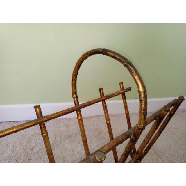 1970s Vintage Faux Bamboo Metal Magazine Rack For Sale - Image 5 of 6