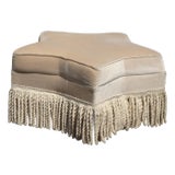 Off White Star Shaped Ottoman Footstool W Velvet and Fringe For Sale
