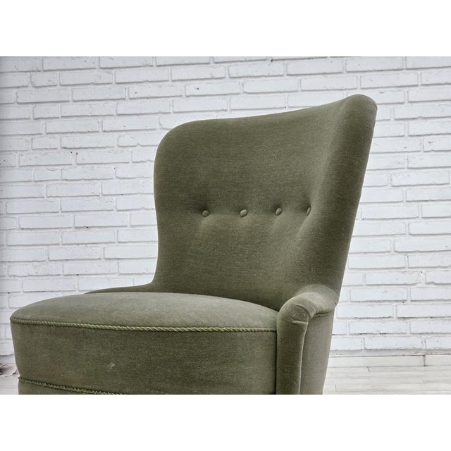 Danish Armchair in Green Furniture Velour, 1970s For Sale - Image 15 of 18