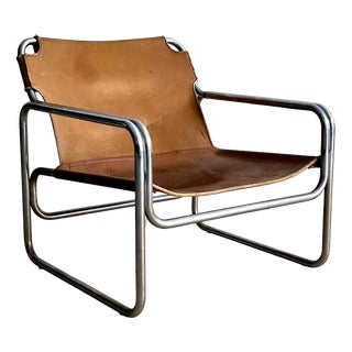 Chrome-Plated Steel and Leather Armchair by Antonello Mosca for Produzione Forma, 1970s For Sale