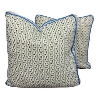 Box Pillow Pair Fabricut Aditi Pistachio Floral Geometric For Sale