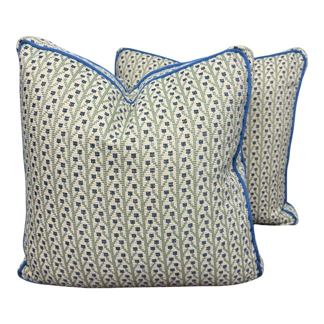 Box Pillow Pair Fabricut Aditi Pistachio Floral Geometric For Sale