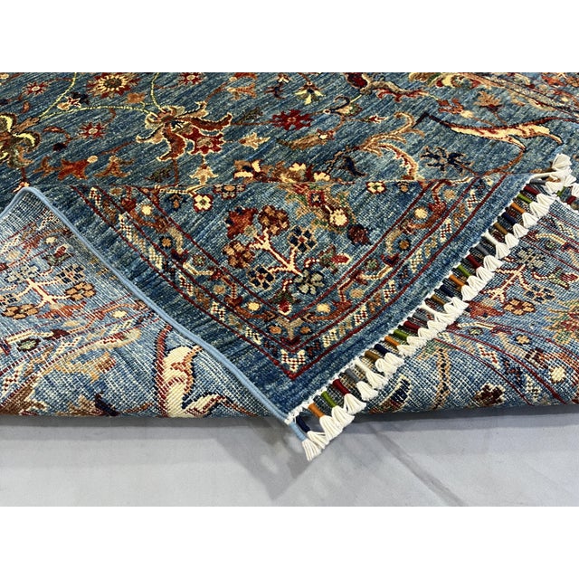 Blue Sultani Chobi Hand-Knotted Natural Dye Wool Rug - 4'11" X 6'10" For Sale - Image 10 of 11