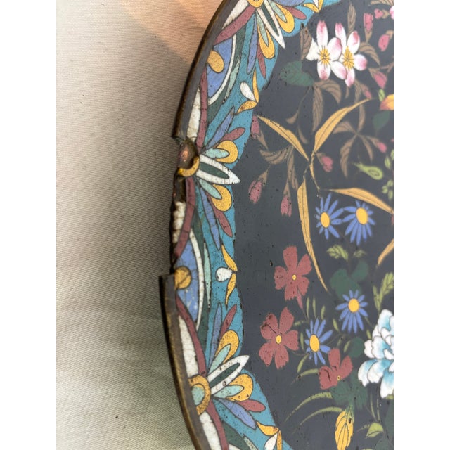 Black Late 19th Century Cloisonne Plate For Sale - Image 8 of 9