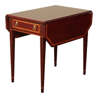 Kindel Federal Style Inlaid Mahogany Drop Leaf Pembroke Side Table For Sale
