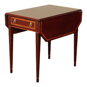 Kindel Federal Style Inlaid Mahogany Drop Leaf Pembroke Side Table