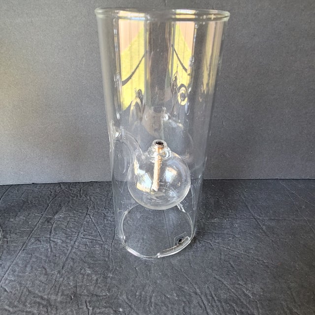 Glass Vintage Mid-Century Modern Handblown Clear Glass Oil Lamp Wolfard Glassblowing Co - Set of 4 For Sale - Image 7 of 9
