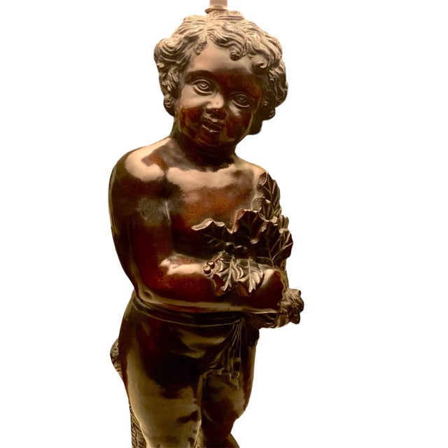 1960s Vintage Large Figural Lamp, Harp and Shade For Sale - Image 5 of 12