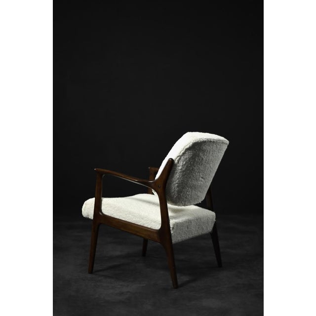 Mid-Century Modern Scandinavian Teak White Armchair Domus by Inge Andersson for Bröderna Andersson, 1960s For Sale - Image 12 of 18