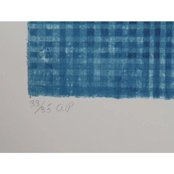 Folk Art Mustard for Blue Flowers, Mary Faulconer For Sale - Image 3 of 4