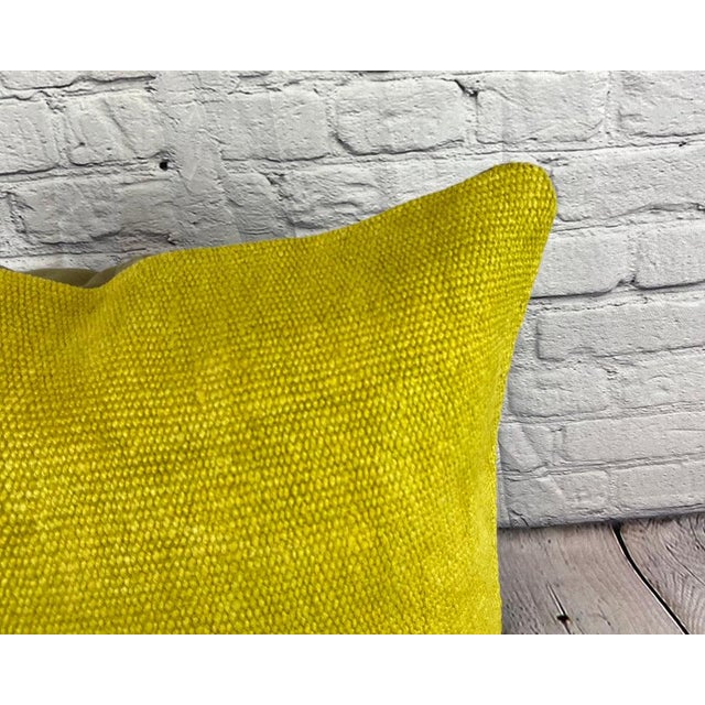 Turkish 20 x 20 Hemp Pillow Turkish Cushion Natural Green Pillow Cushion Cover For Sale - Image 3 of 4