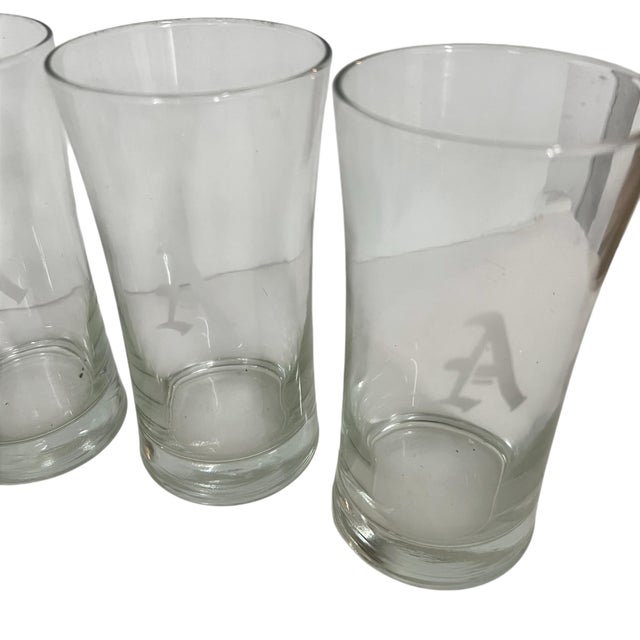 Vintage Mid Century Etched Monogrammed “A” Water Glasses - Set of 6 For Sale - Image 4 of 4