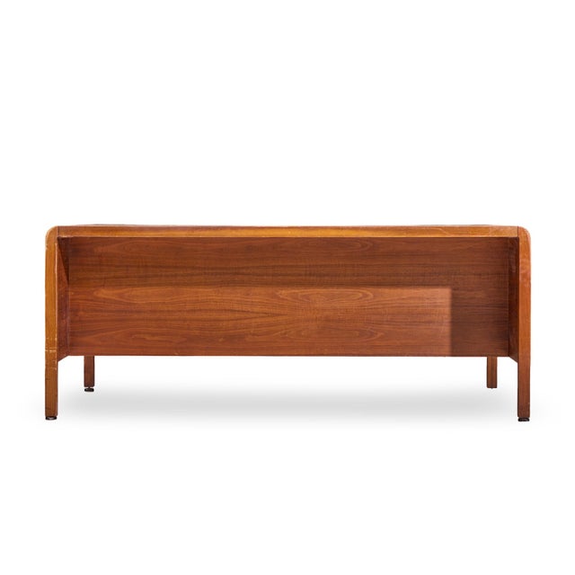 Brown Roger Sprunger for Dunbar Style Mid Century Walnut Waterfall Executive Desk For Sale - Image 8 of 9