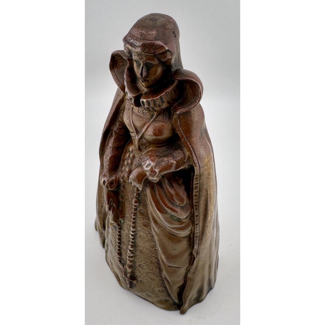 Metal Virtue Above, Mischief Below: Gothic Revival Bronze Figural Bell Leg Clappers For Sale - Image 7 of 10