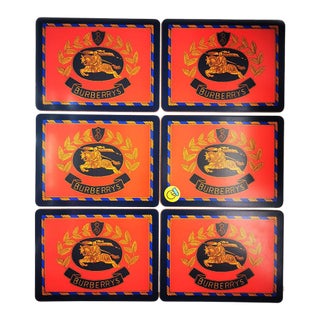 1990s Burberrys Burberry Crest Set of 6 Placemats Place Mats Vintage Deadstock New Old Stock For Sale