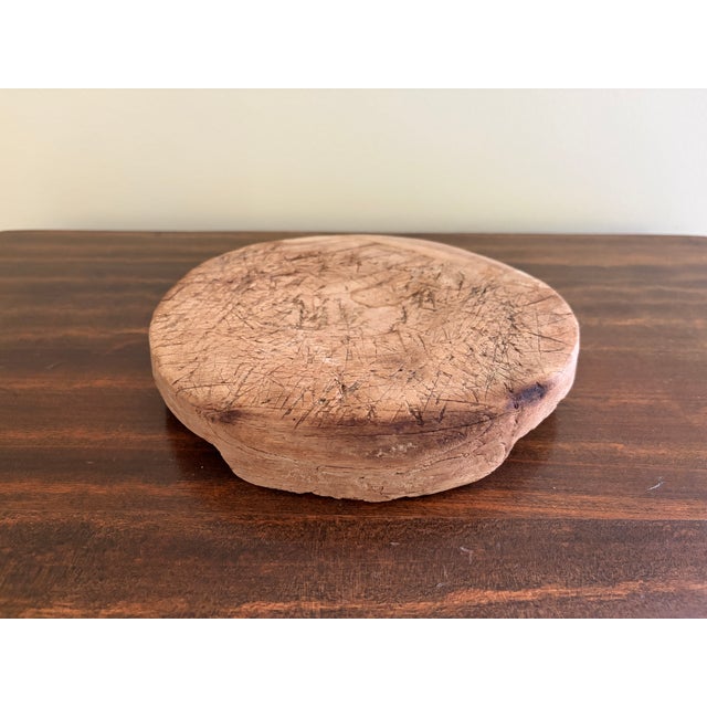 Late 19th Century Primitive Round Wooden Cutting Board With Timeworn Patina For Sale - Image 12 of 14