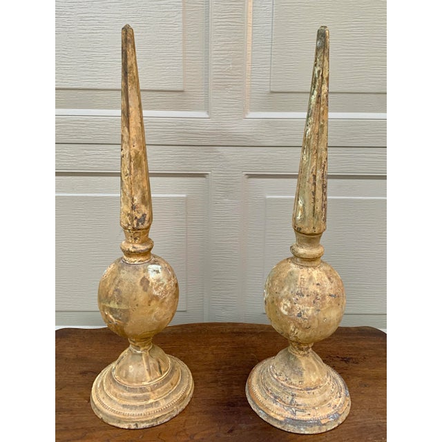 Late 20th Century Weathered Cast Iron Garden Finials, a Decorative Pair For Sale - Image 5 of 12
