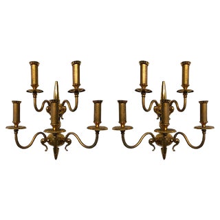 Mid-Century Gilded Sconces, Set of 2 For Sale
