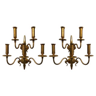 Mid-Century Gilded Sconces, Set of 2 For Sale