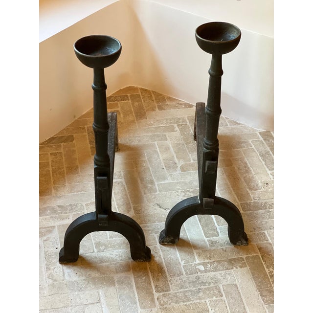 19th Century Cast Iron Landiers Andirons, Set of 2 For Sale - Image 9 of 9