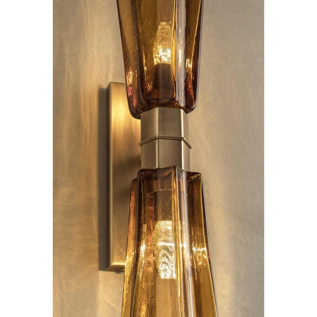 Huge Italian Lively Amber Murano Glass Wall Sconce by Simoeng for Simoeng For Sale - Image 4 of 6